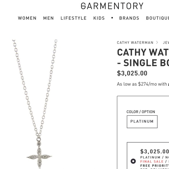 Designer CATHY WATERMAN Platinum PT900 & Diamond Star Cross Pendant Necklace - Picture 3 of 13